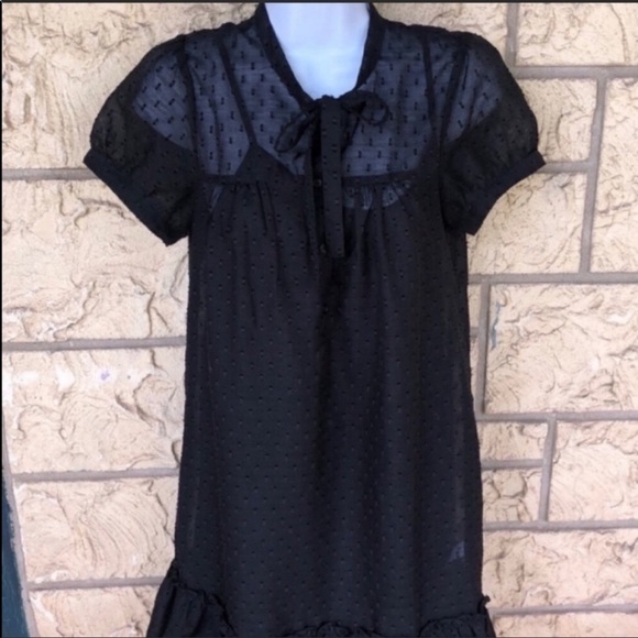 Embroidered Sheer Black gorgeous Dress Size XS Wednesday, Adams - Picture 12 of 12